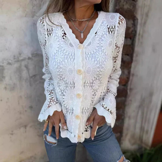Celeste™ | Elegant Crochet Lace Top